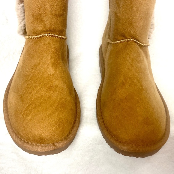 HStylish Brown Slip On Calf High Fur-Lined Waterproof Winter Snow Boot Sz 9 - Picture 6 of 16